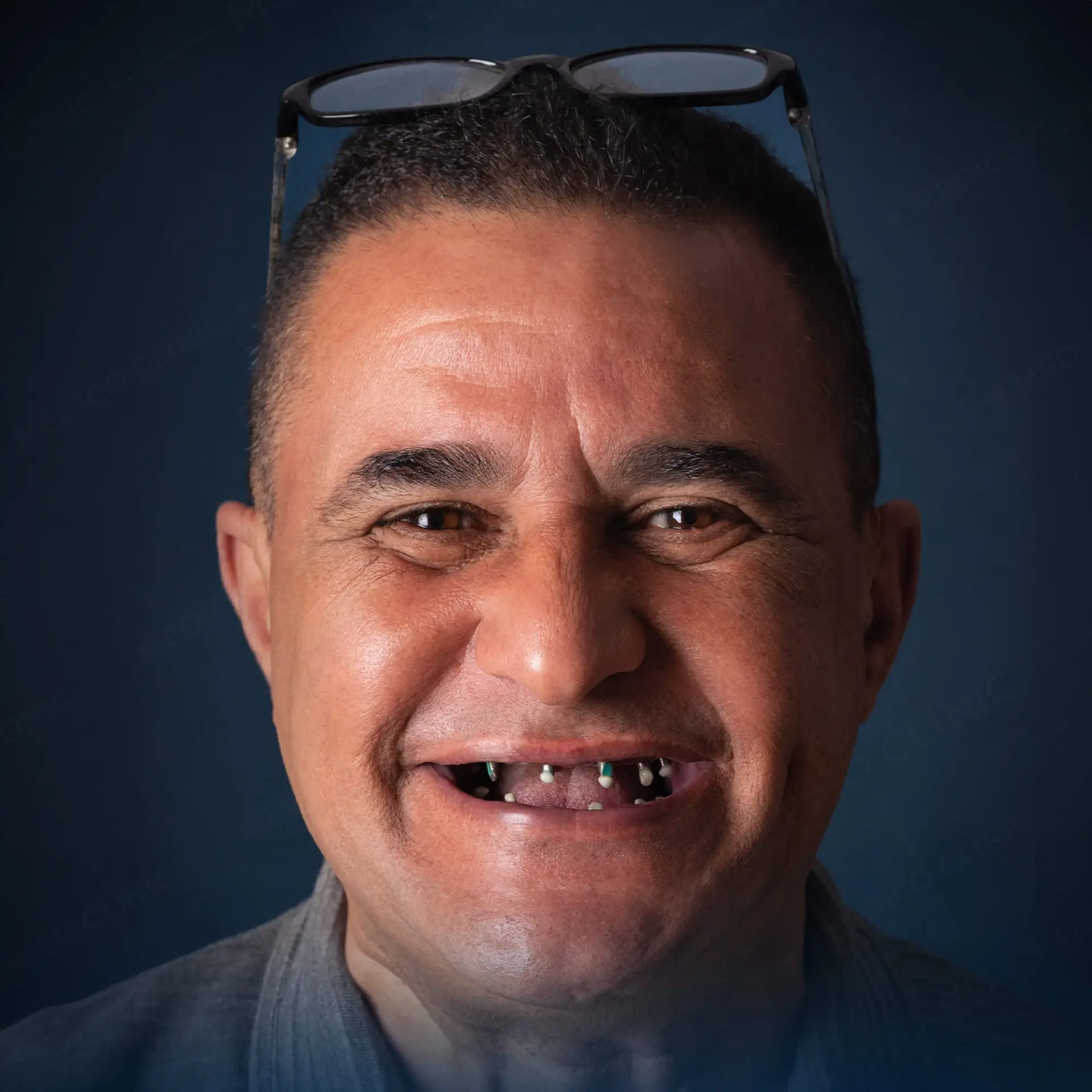 A person with no teeth before dental implants dental