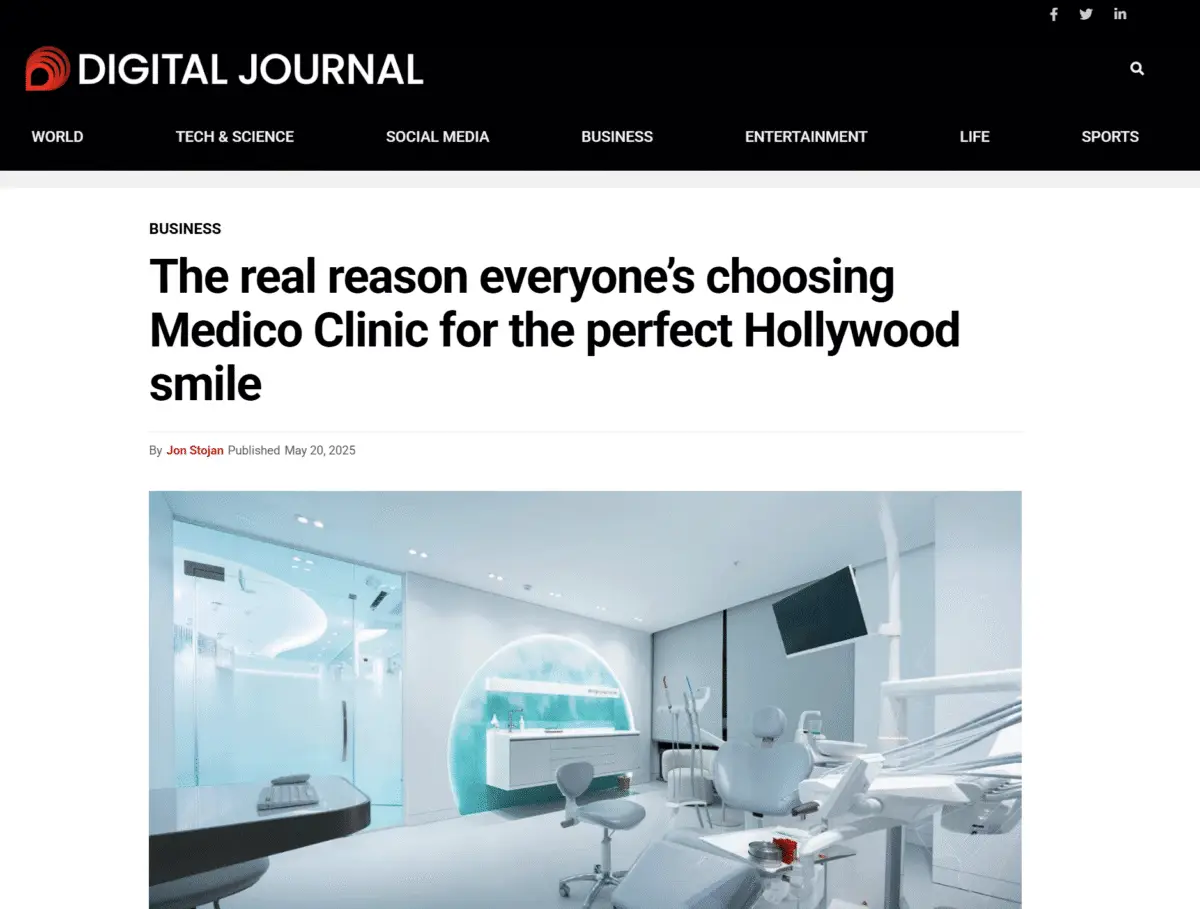 Medico Clinic Featured in Digital Journal as a Global Leader in Hollywood Smile Makeovers